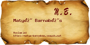 Matyé Barnabás névjegykártya